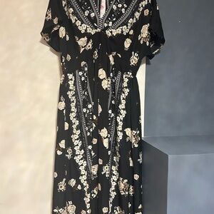 Floral Black and Cream Maxi Dress